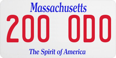 MA license plate 200OD0