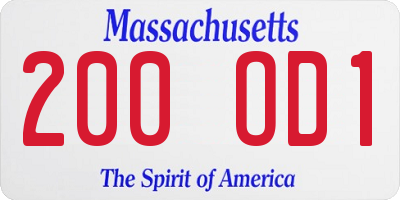 MA license plate 200OD1