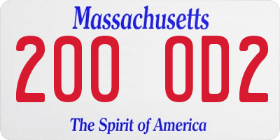 MA license plate 200OD2