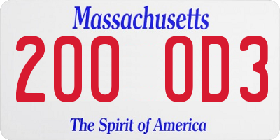 MA license plate 200OD3