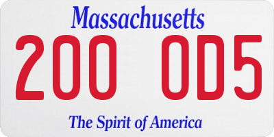 MA license plate 200OD5