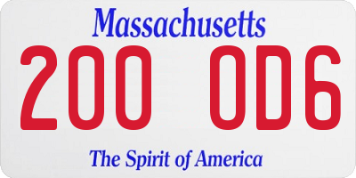 MA license plate 200OD6