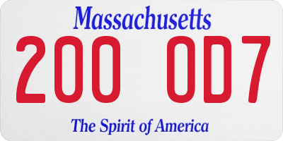 MA license plate 200OD7