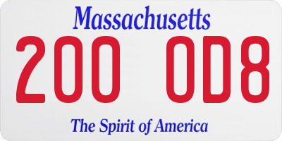 MA license plate 200OD8