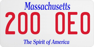 MA license plate 200OE0