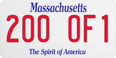 MA license plate 200OF1