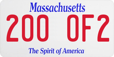 MA license plate 200OF2