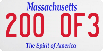 MA license plate 200OF3