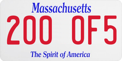 MA license plate 200OF5
