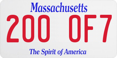 MA license plate 200OF7