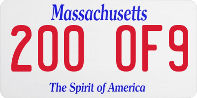 MA license plate 200OF9