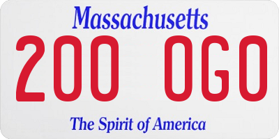MA license plate 200OG0