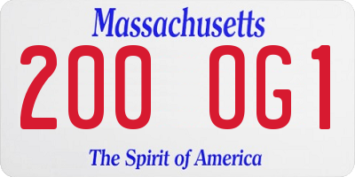 MA license plate 200OG1