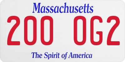 MA license plate 200OG2
