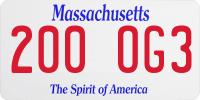 MA license plate 200OG3