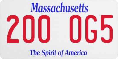 MA license plate 200OG5