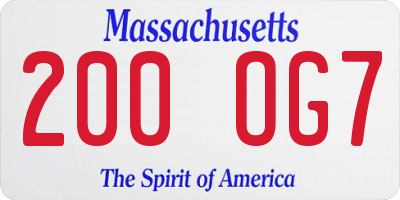 MA license plate 200OG7