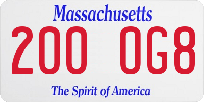 MA license plate 200OG8