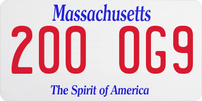 MA license plate 200OG9