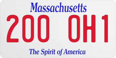 MA license plate 200OH1
