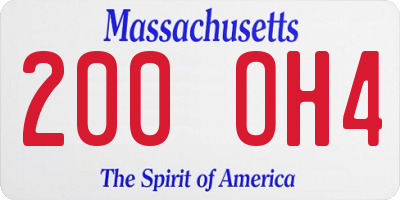 MA license plate 200OH4