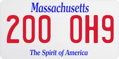 MA license plate 200OH9