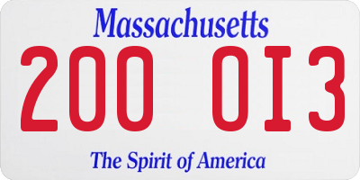 MA license plate 200OI3