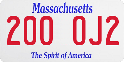 MA license plate 200OJ2