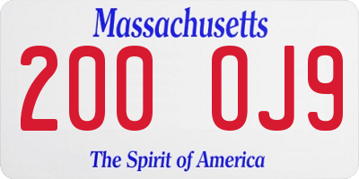 MA license plate 200OJ9