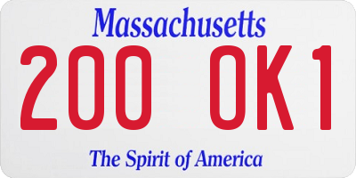 MA license plate 200OK1