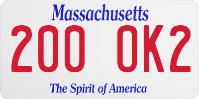 MA license plate 200OK2