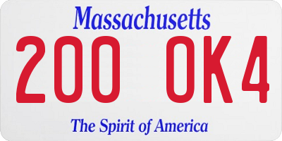 MA license plate 200OK4