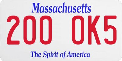 MA license plate 200OK5
