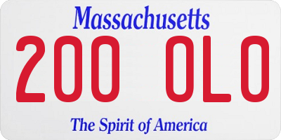 MA license plate 200OL0