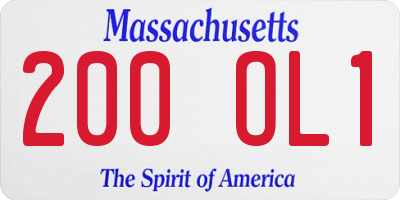 MA license plate 200OL1