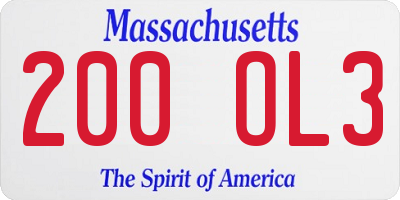 MA license plate 200OL3