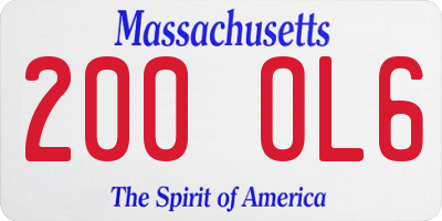 MA license plate 200OL6