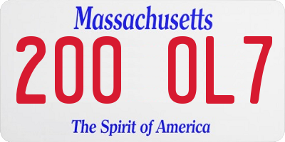 MA license plate 200OL7