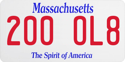 MA license plate 200OL8