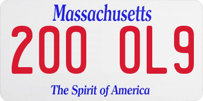 MA license plate 200OL9