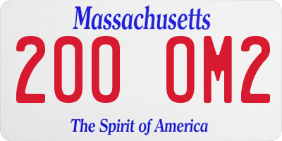 MA license plate 200OM2