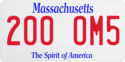 MA license plate 200OM5