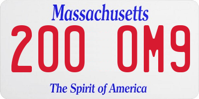 MA license plate 200OM9