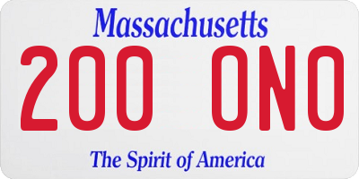 MA license plate 200ON0