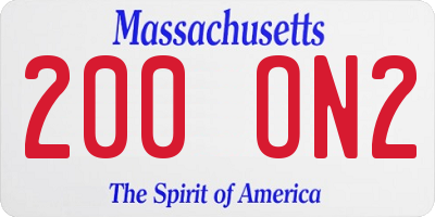 MA license plate 200ON2
