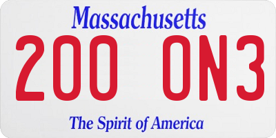 MA license plate 200ON3