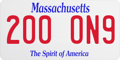 MA license plate 200ON9