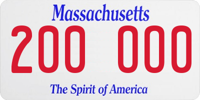 MA license plate 200OO0