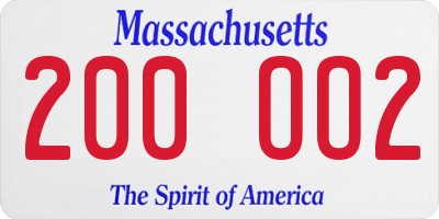 MA license plate 200OO2