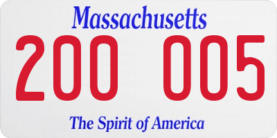 MA license plate 200OO5